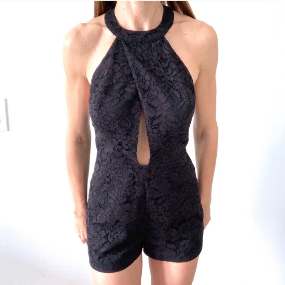 Bebe x Naven Collection Lace Romper Cut Out Front